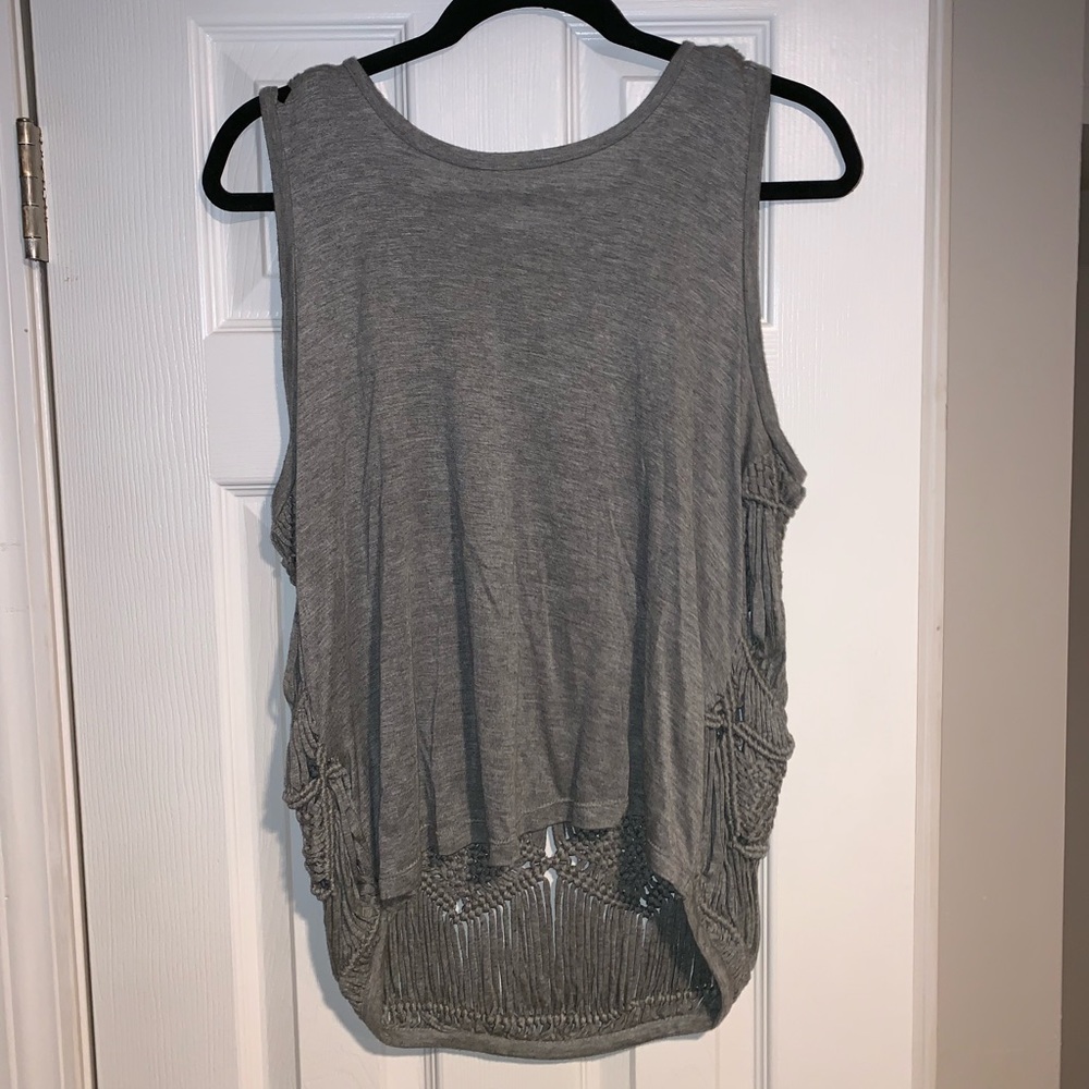 Light grey soft tank w/ woven back (size Large)